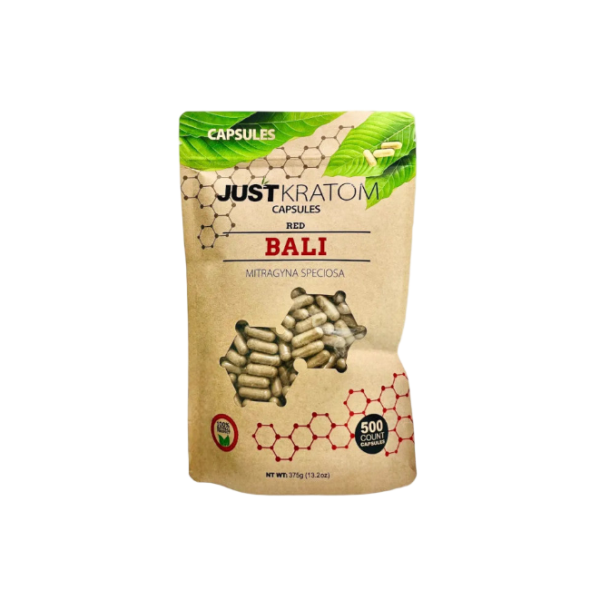 Bali Red Vein Kratom Capsules - 500 Count