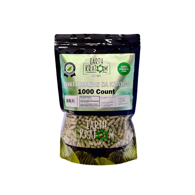 Earth Kratom Borneo White Vein Capsules 1000ct