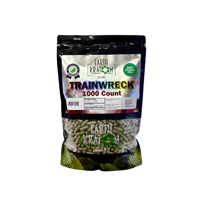 Earth Kratom Capsules 1000ct - Trainwreck