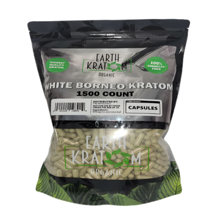 Earth Kratom 1500ct Borneo White Capsules