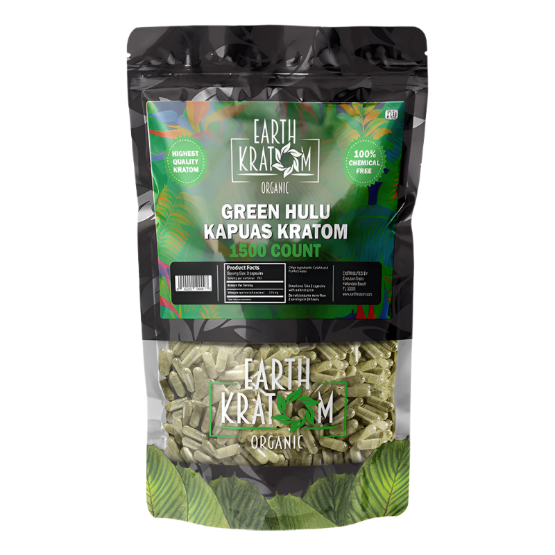 Earth Kratom 1500ct Hulu Green Capsules