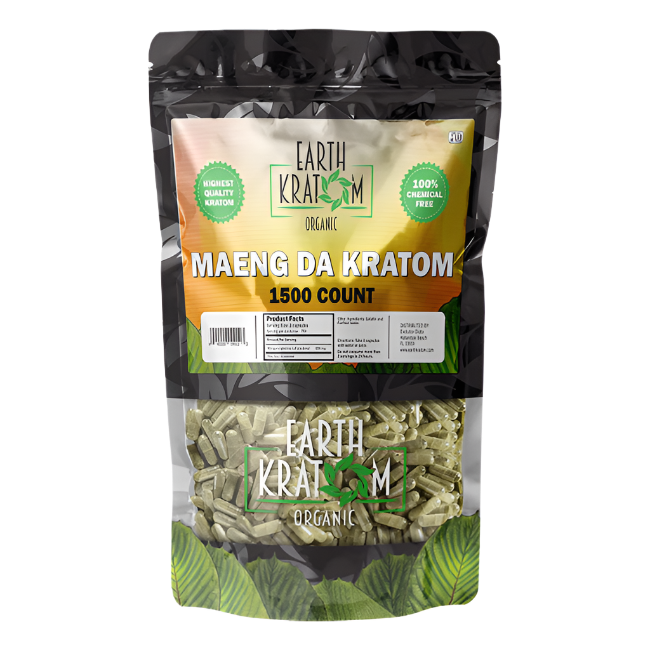 Earth Kratom 1500ct Green Vein Capsules