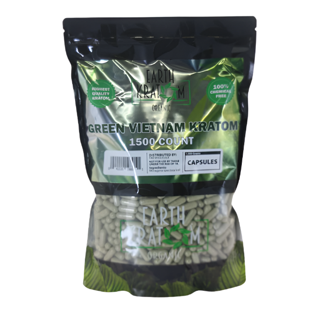 Earth Kratom Capsules 1500ct - Green Vein