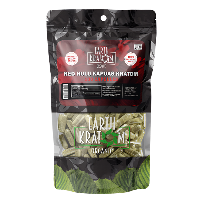 Earth Kratom Hulu Red Vein Capsules 150ct