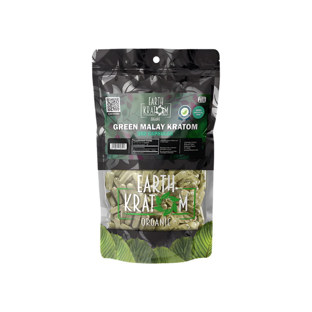 Earth Kratom Capsules 300ct - Malay Green