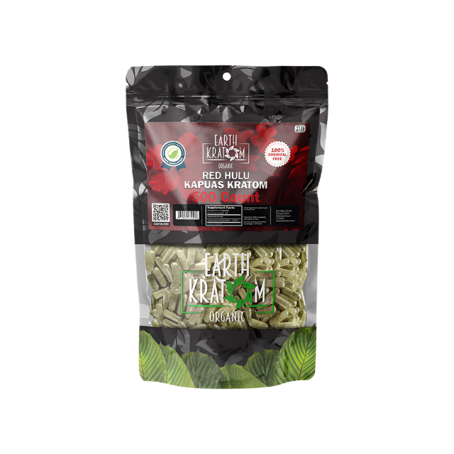 Earth Kratom Capsules 500ct - Hulu Red Vein