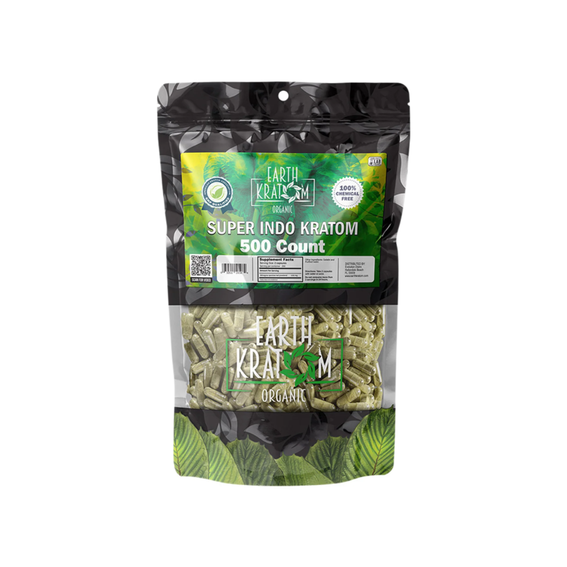 Indo Super Green Vein Kratom Capsules 500ct