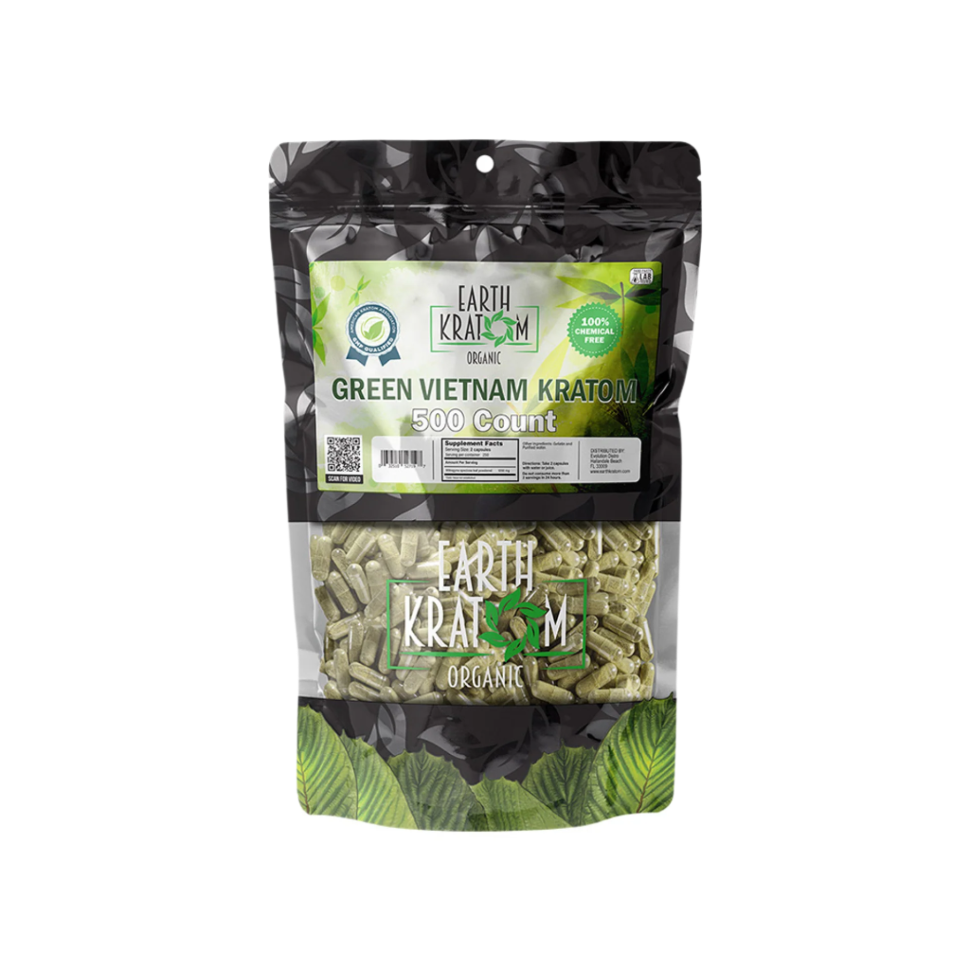 Earth Kratom Capsules 500ct Green Vein