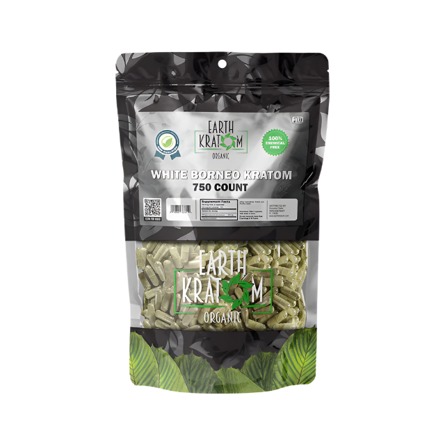 Earth Kratom Borneo White Capsules 750CT