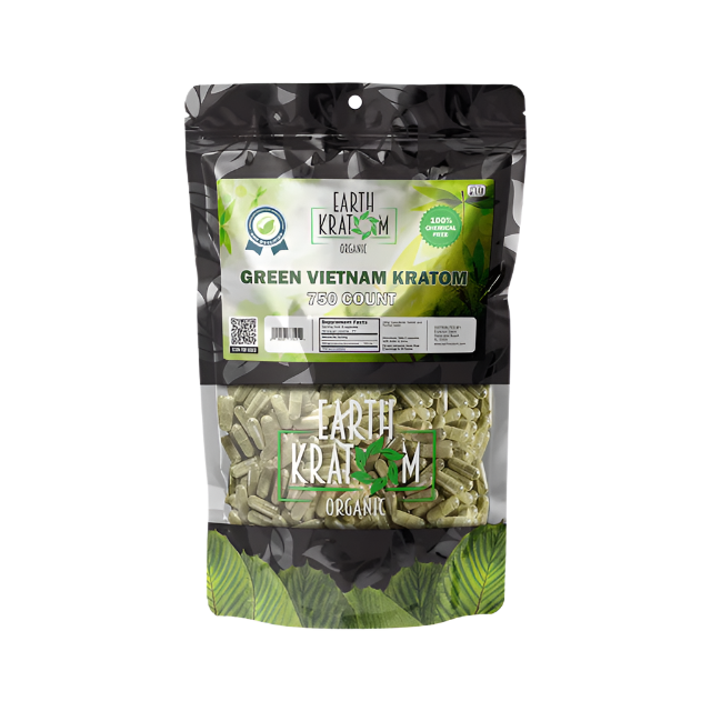 Earth Kratom Capsules 750ct - Green Vein