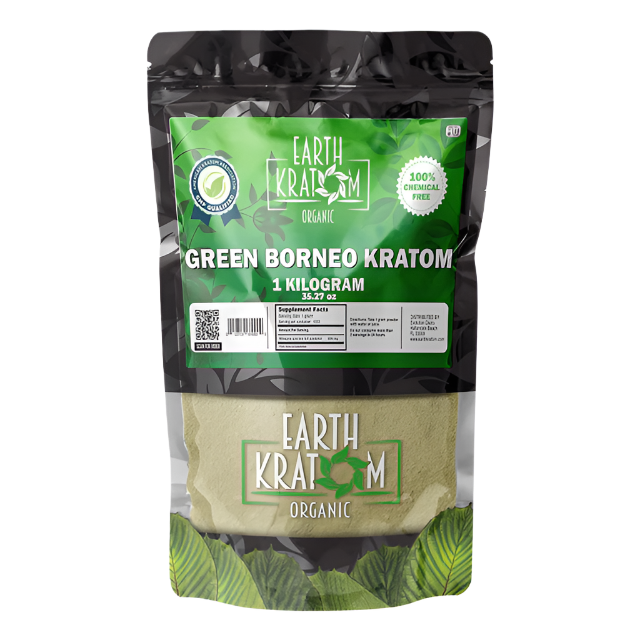 Earth Kratom Powder 1000G Borneo Green Vein