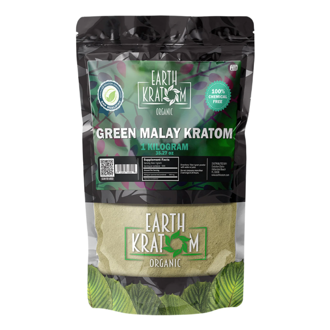 Earth Kratom Powder 1000g - Malay Green Vein
