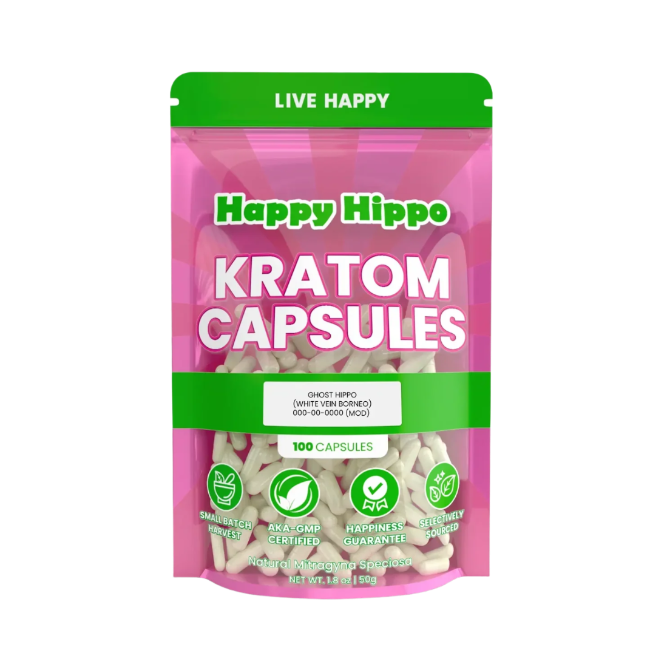 Happy Hippo Kratom Capsules - 100 Count