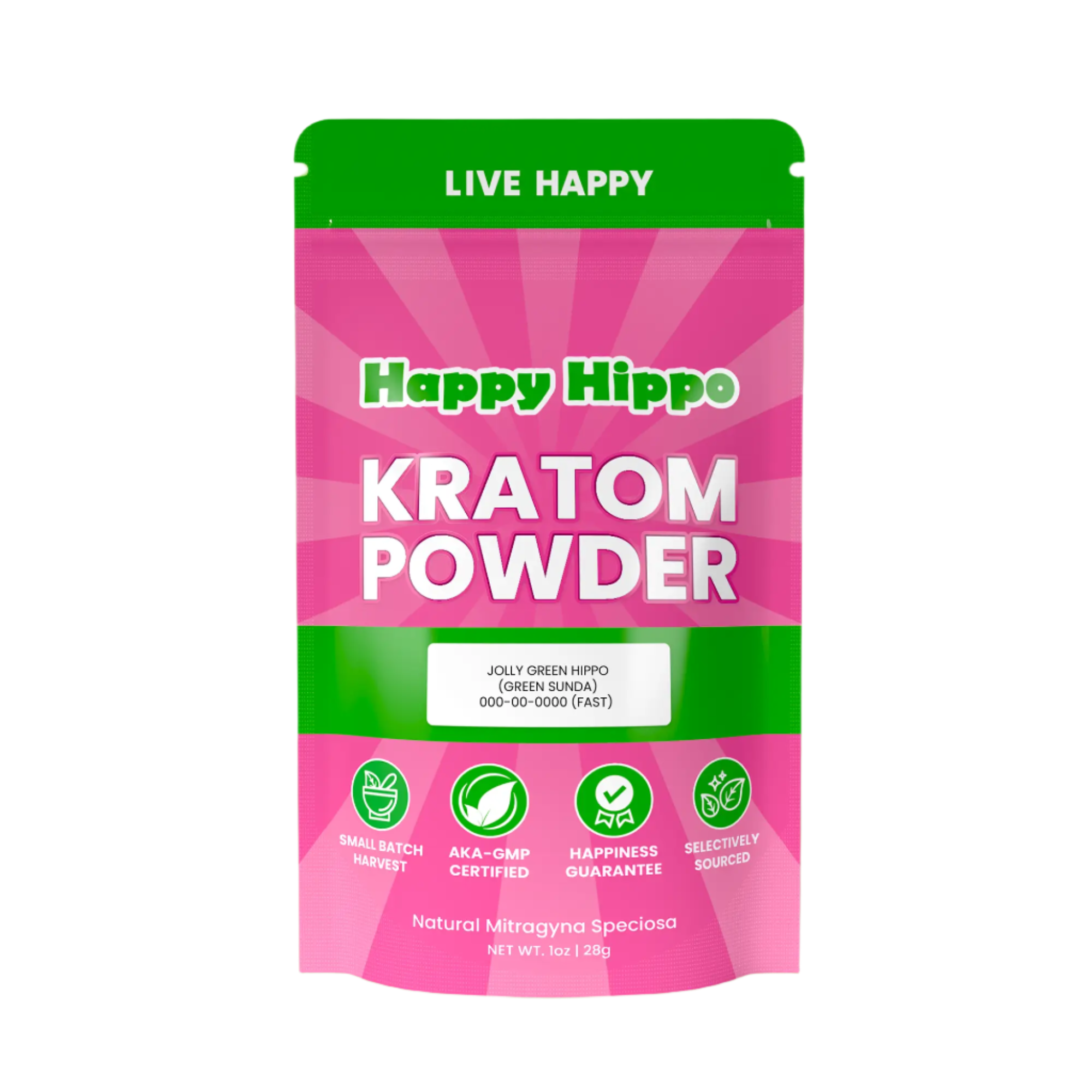 Happy Hippo Kratom Powder - 227G Jolly Green