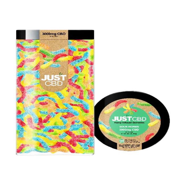 JUST CBD Gummies 3000mg - Sour Worms