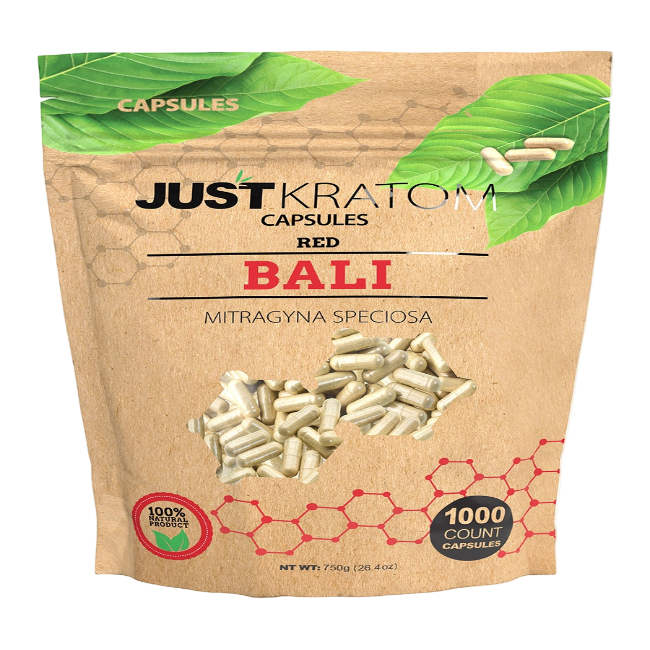 JUST Kratom Capsules 1000CT - Bali Red Vein