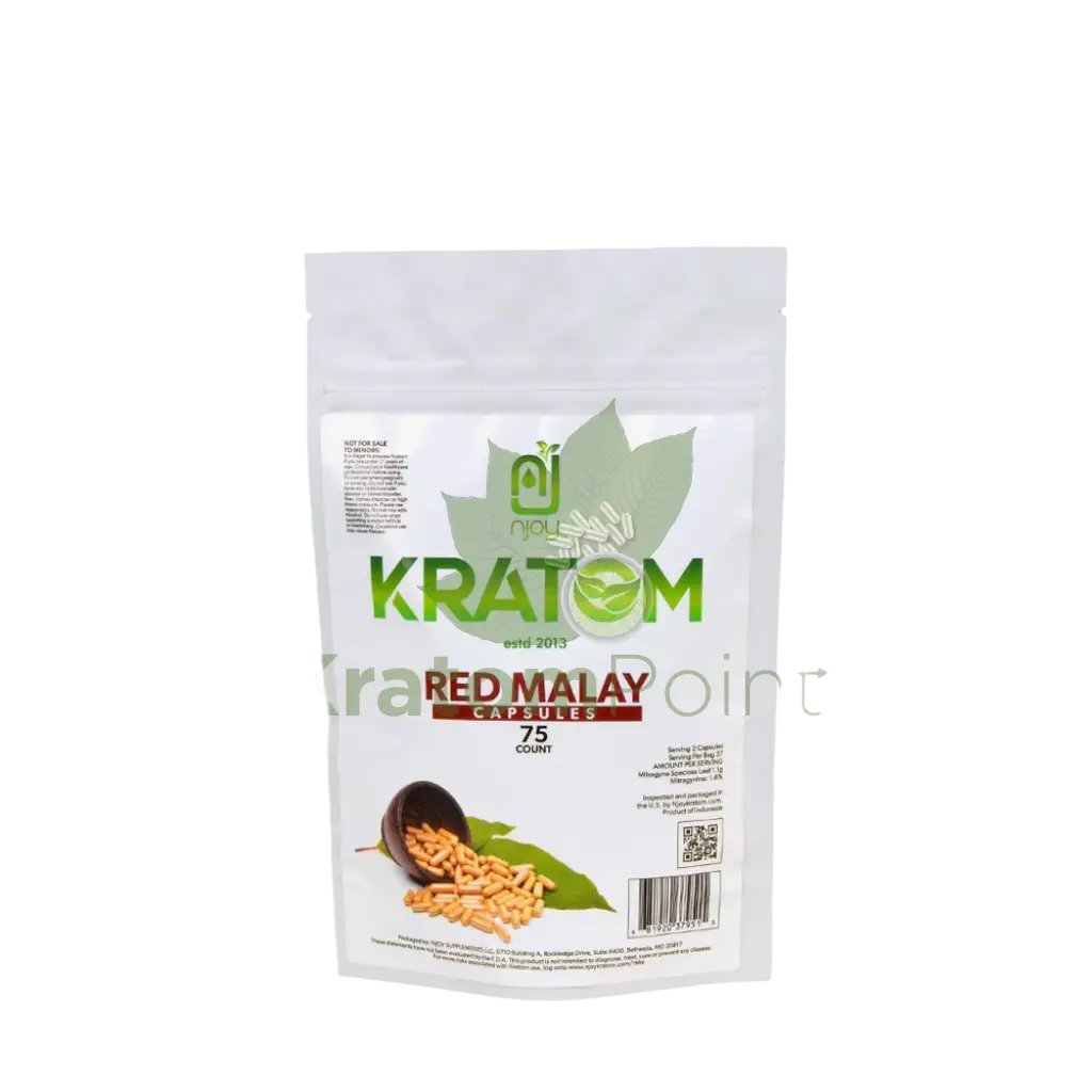 NJOY Kratom Capsules 75ct - Malay Red Vein