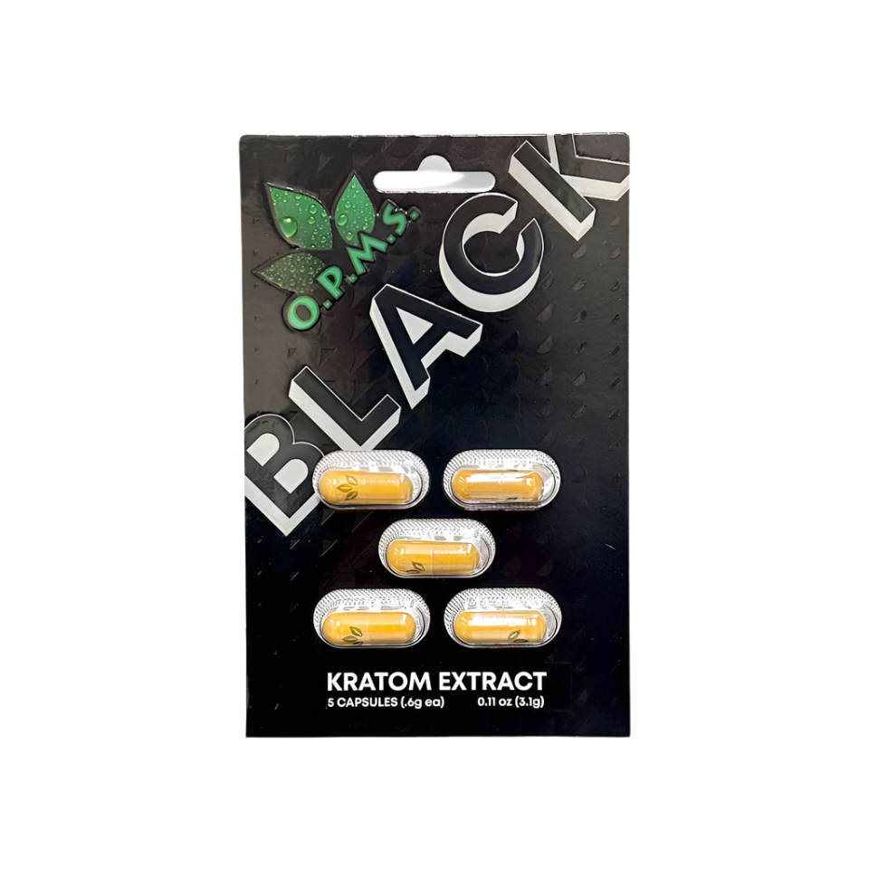 O.P.M.S. Black Kratom Capsules 5CT