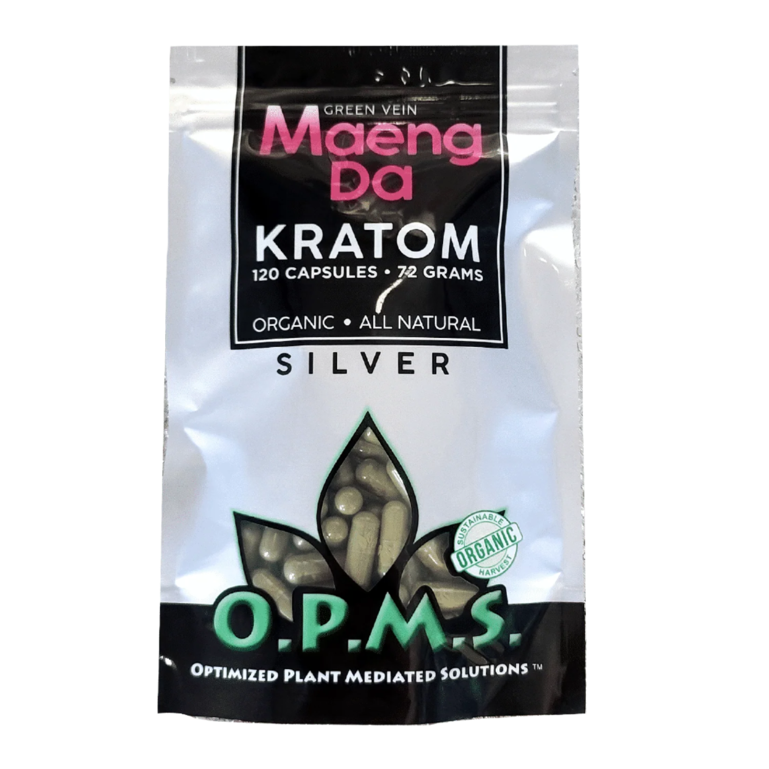 O.P.M.S. Silver Kratom Capsules 120ct