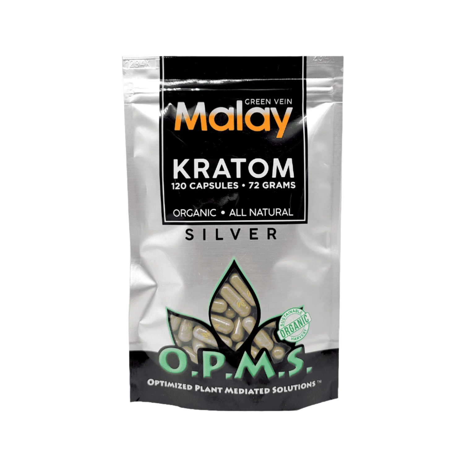 O.P.M.S. Silver Malay Green Vein Capsules