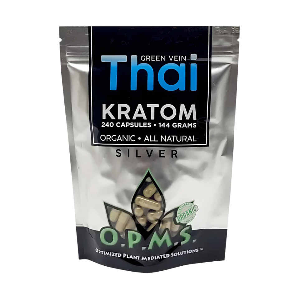 O.P.M.S. Silver Thai Green Kratom Capsules