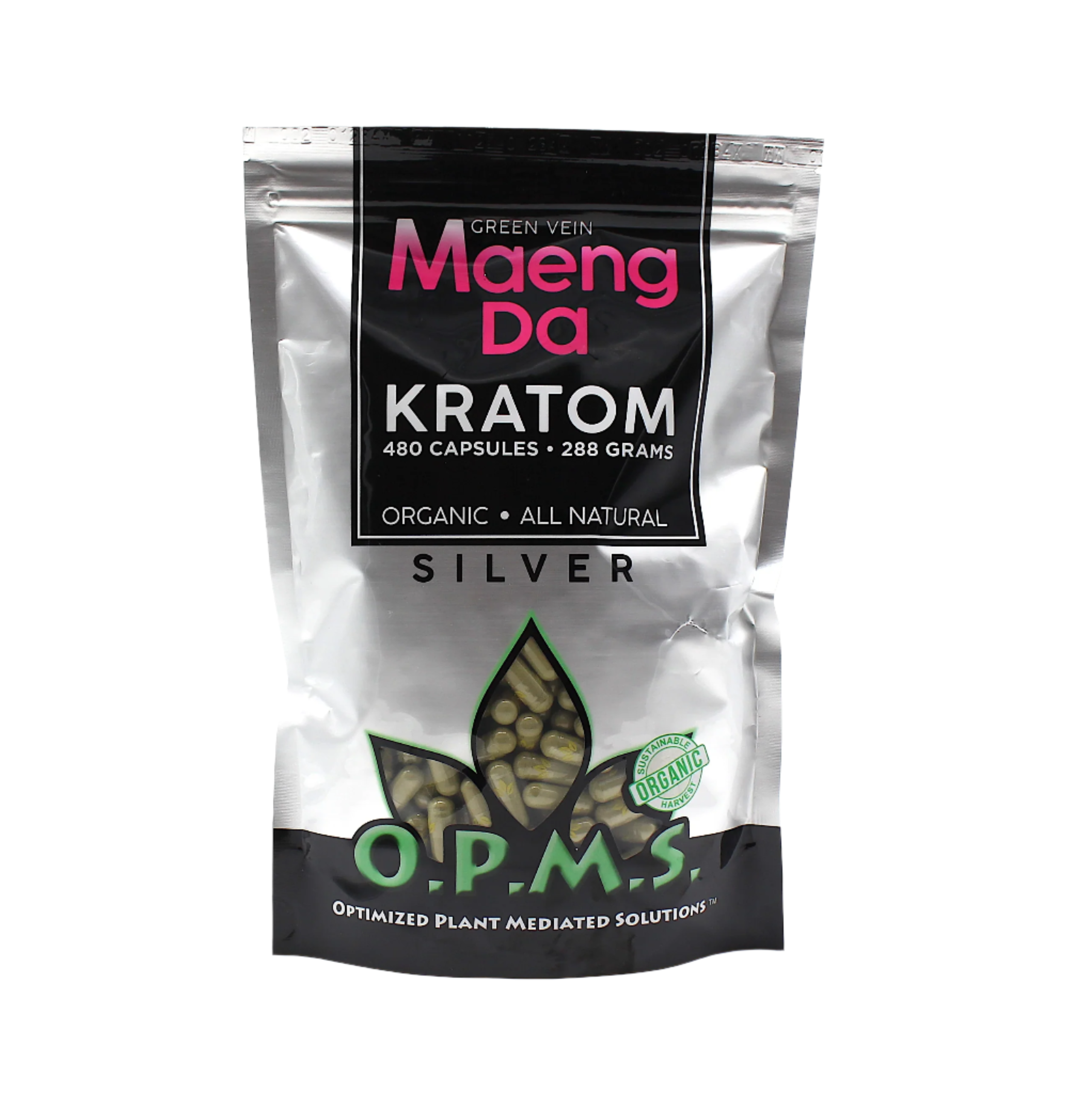 O.P.M.S. Silver Maeng Da Kratom Capsules