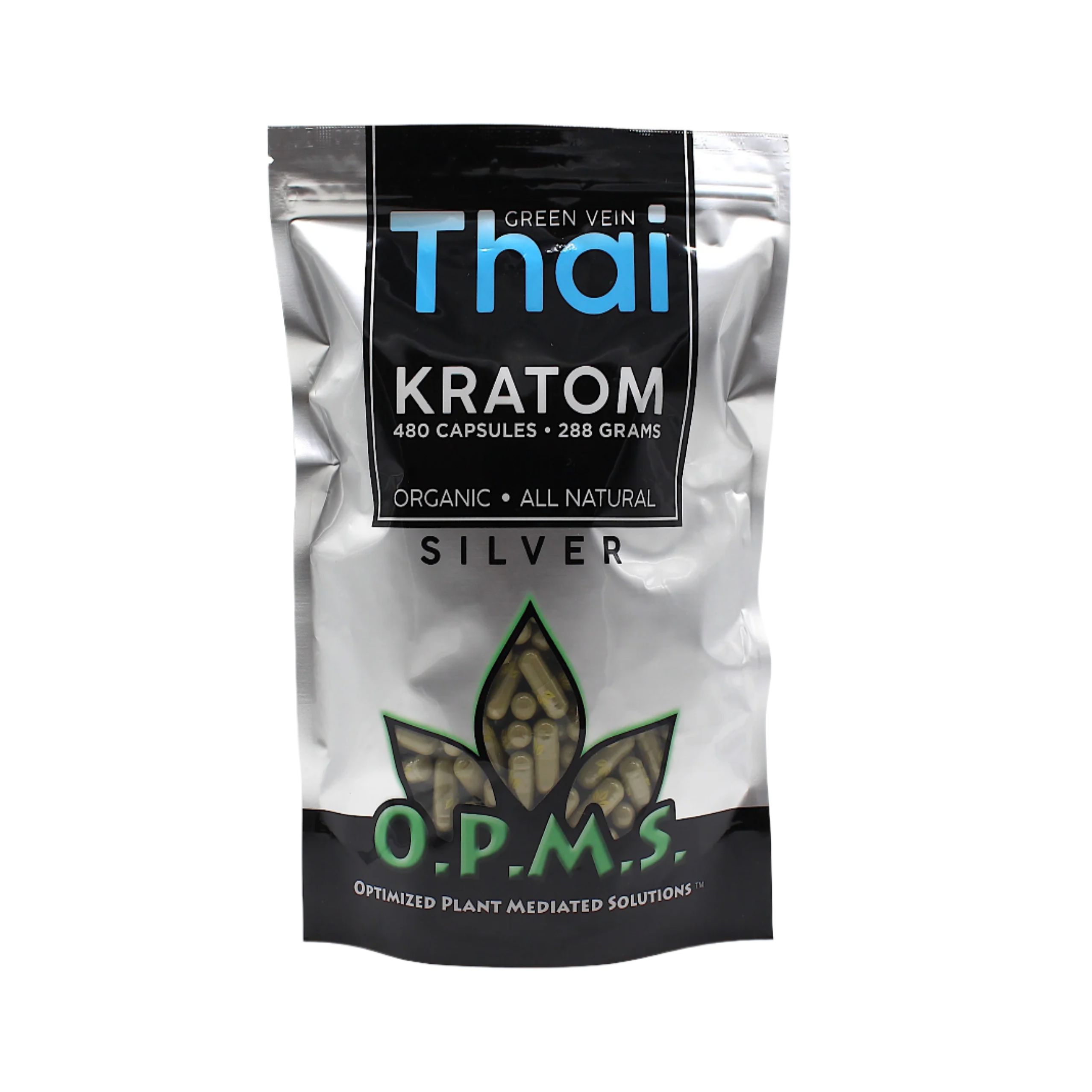 O.P.M.S. Silver Thai Green Kratom Capsules