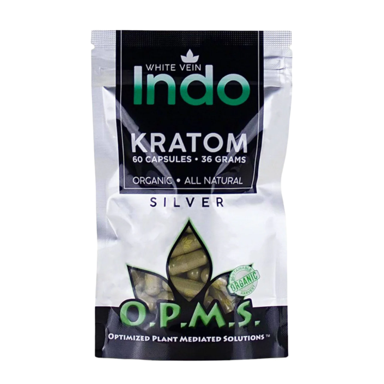 O.P.M.S. Silver Kratom Capsules - 60 Count