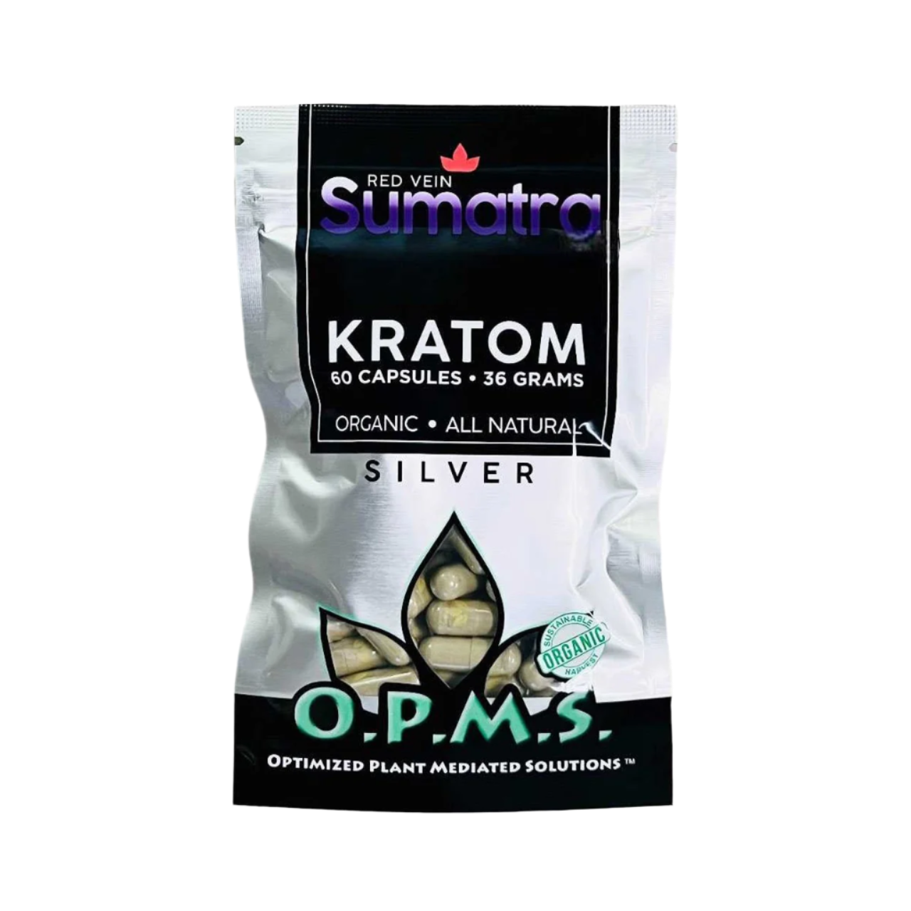 O.P.M.S. Silver Sumatra Red Vein Capsules