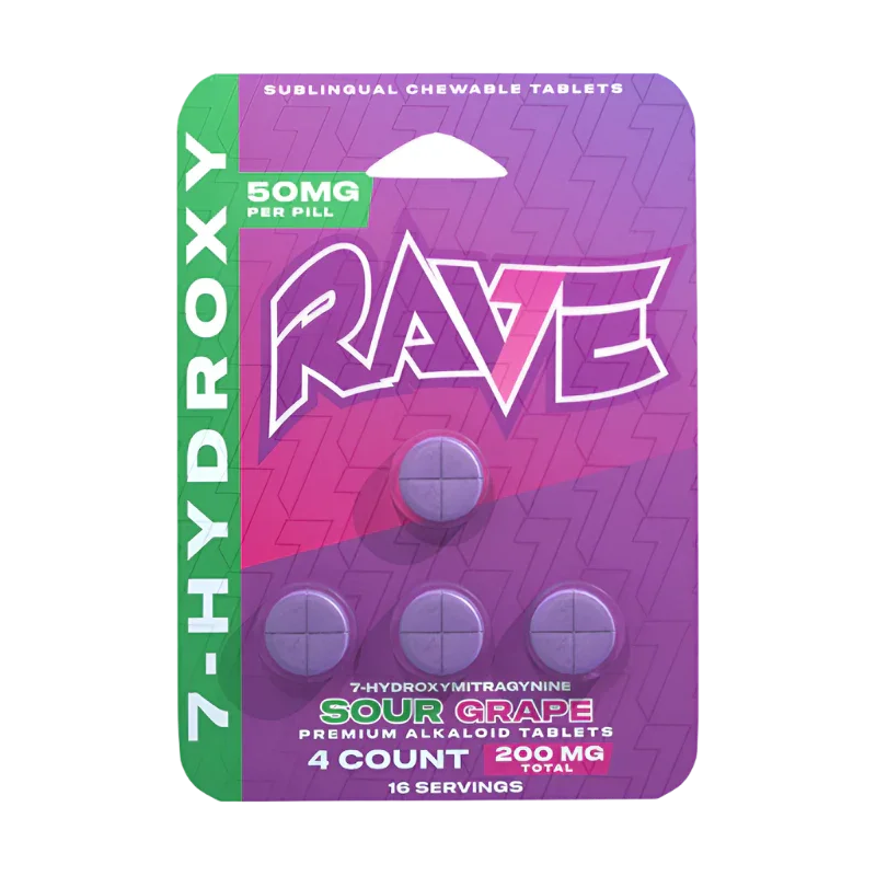 Rave Sour Grape 7-Hydroxy Chewable Tablets