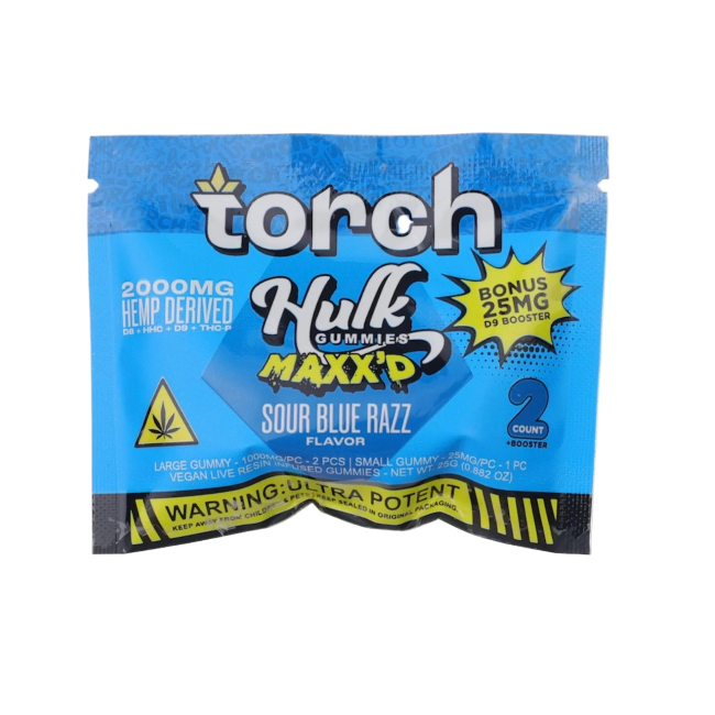 Torch Hulk Sour Blue Razz Gummies