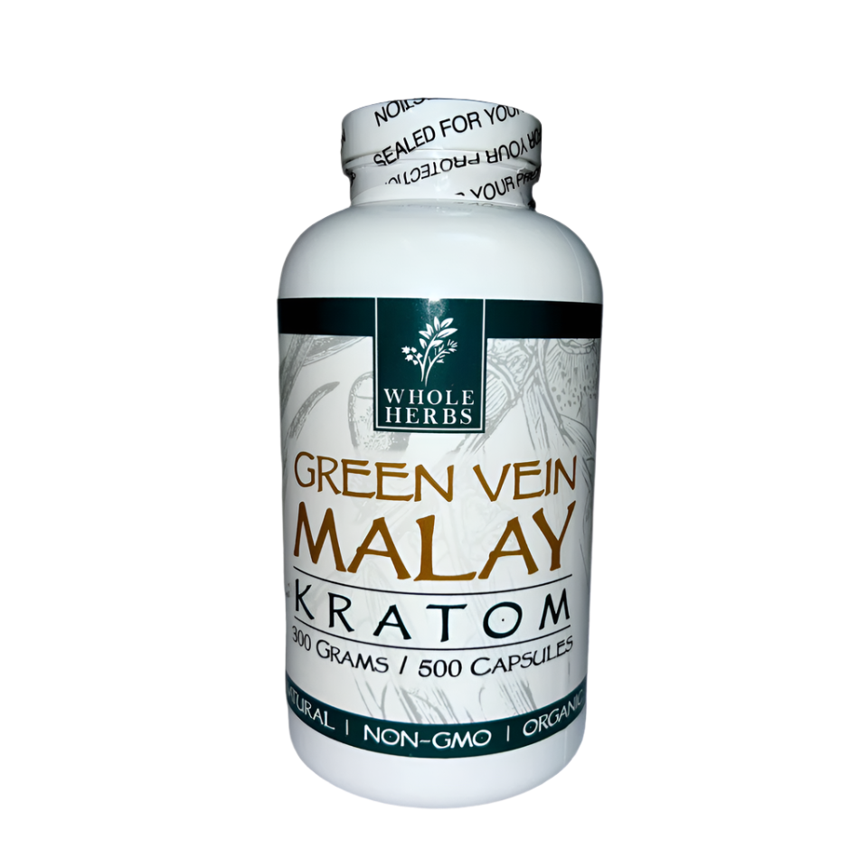 Malay Green Vein Kratom Capsules - 500 Count